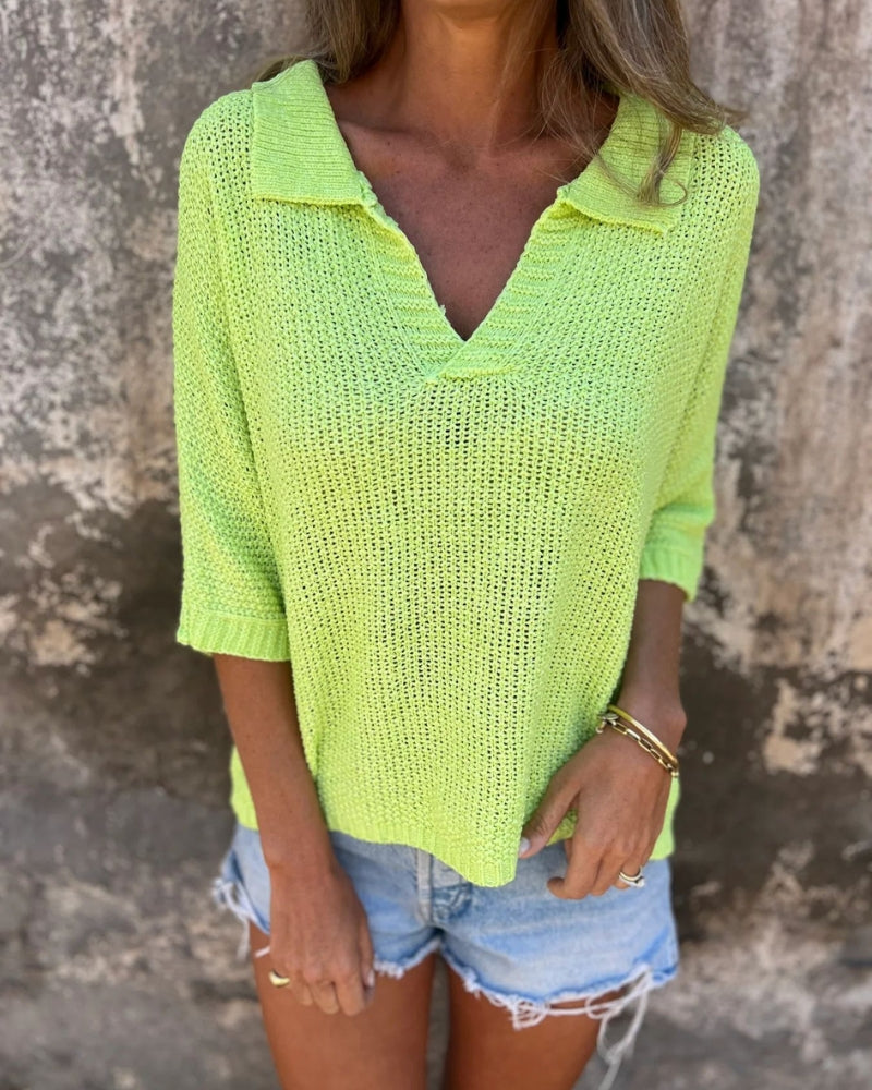 Leona™ | Gebreide top met kraag