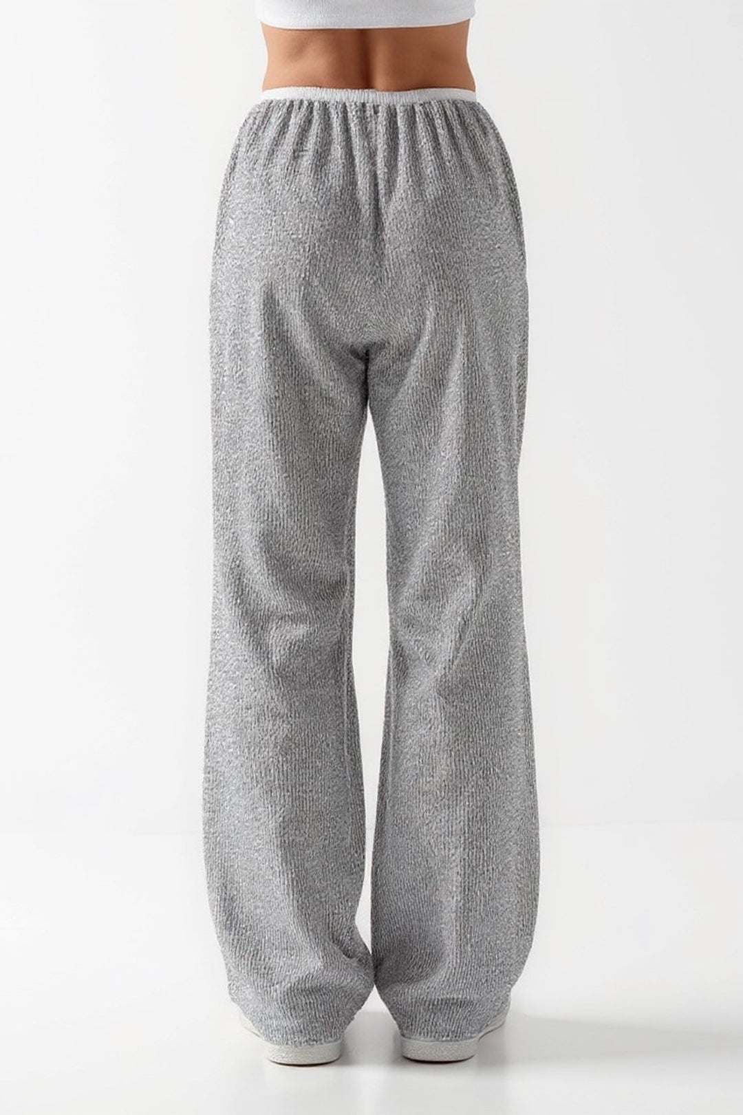 Ava | Grijze ribgebreide broek