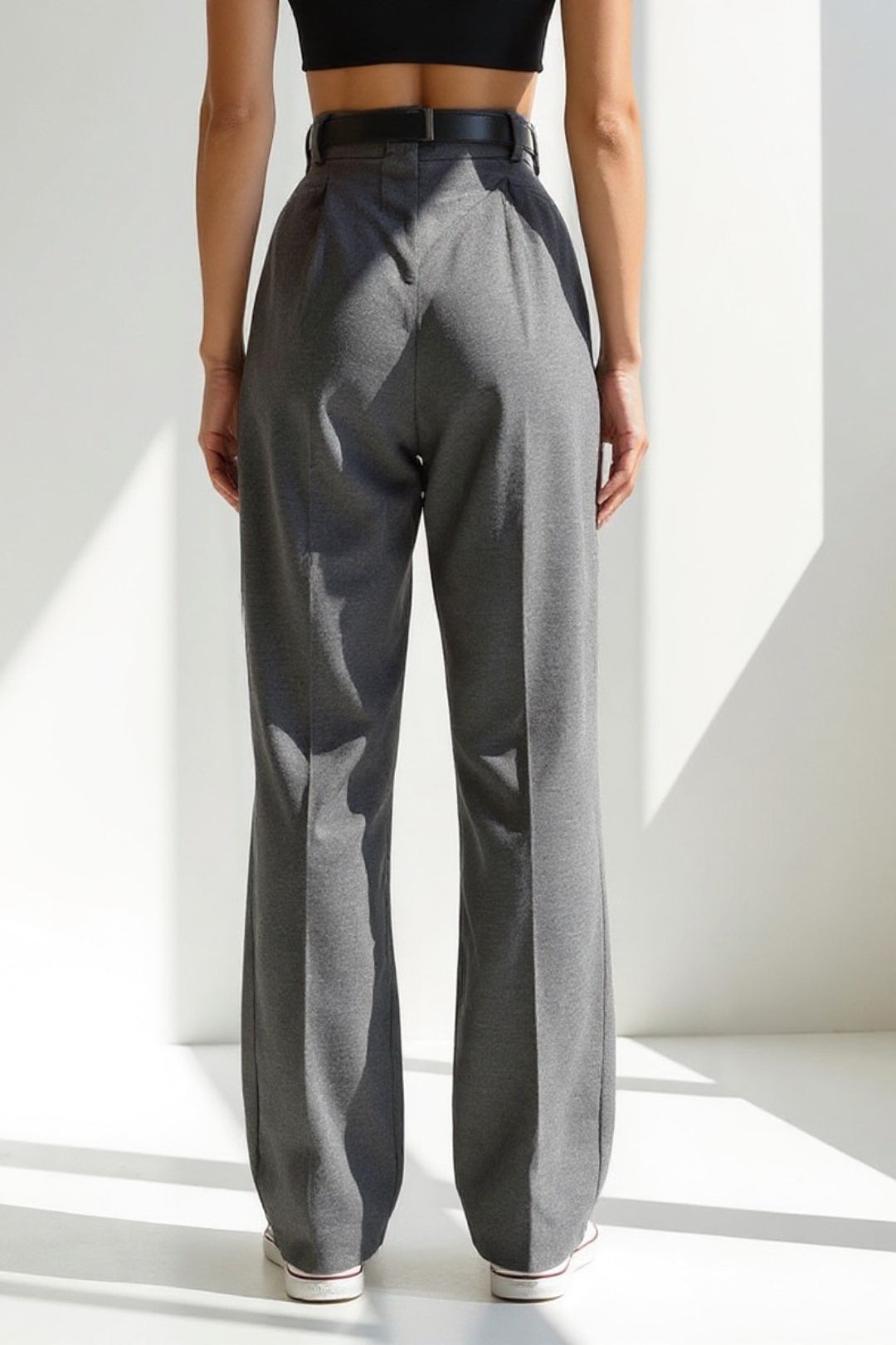Tess | Broek met wijde pijpen in gemengde stof