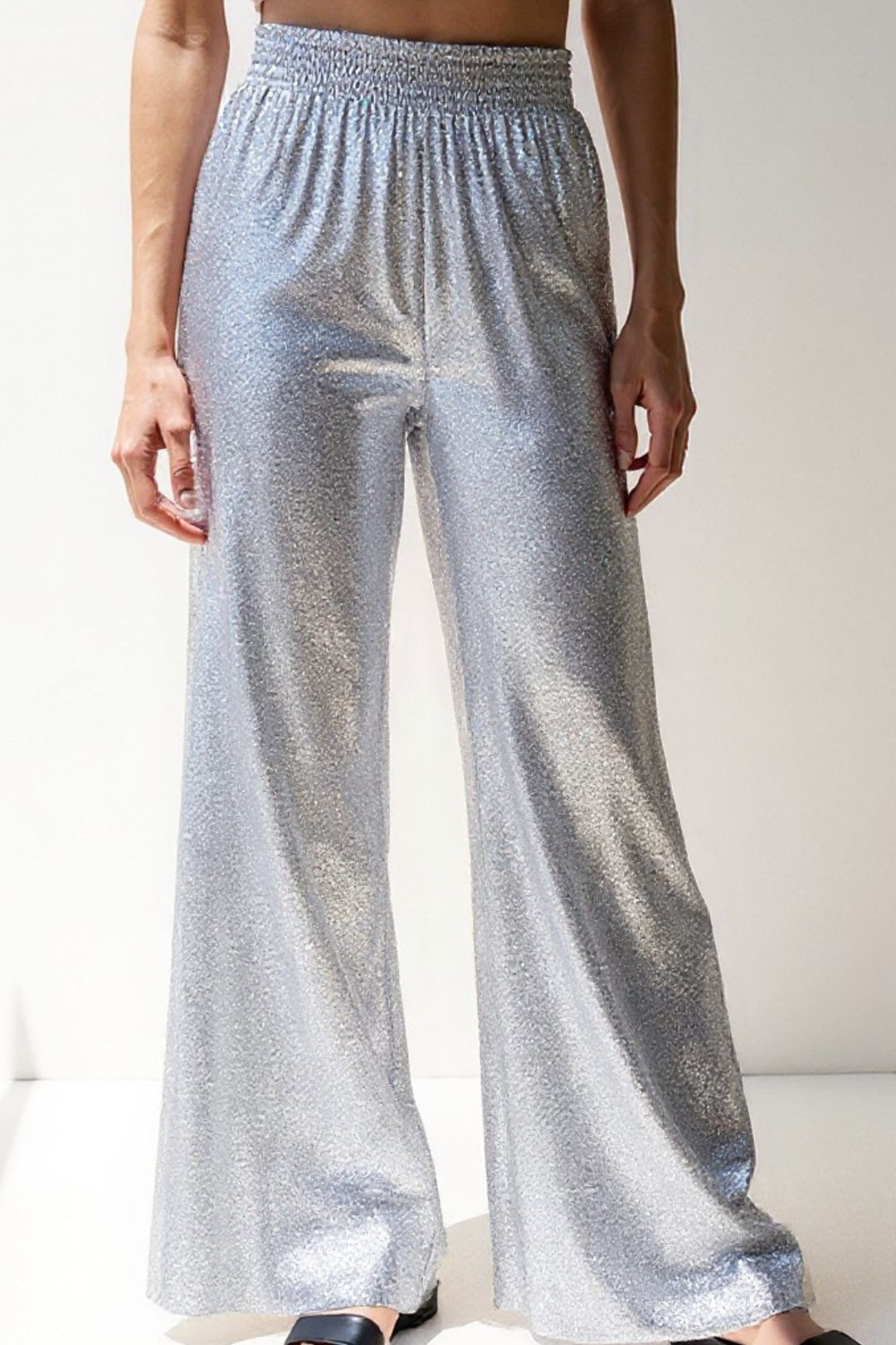 Joy | Flared broek met metallic glitter