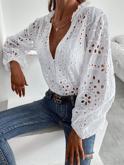Rose | Geborduurde blouse