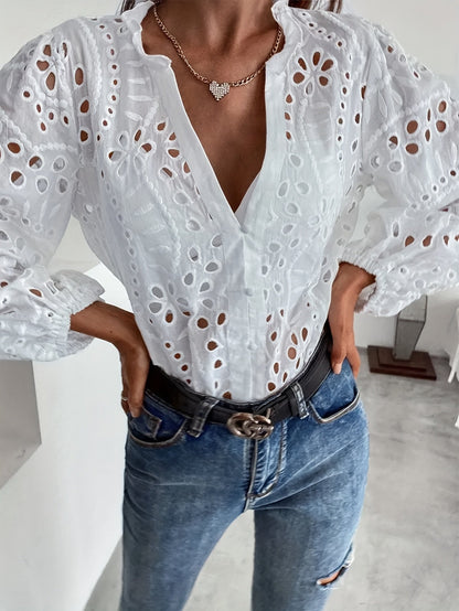 Rose | Geborduurde blouse