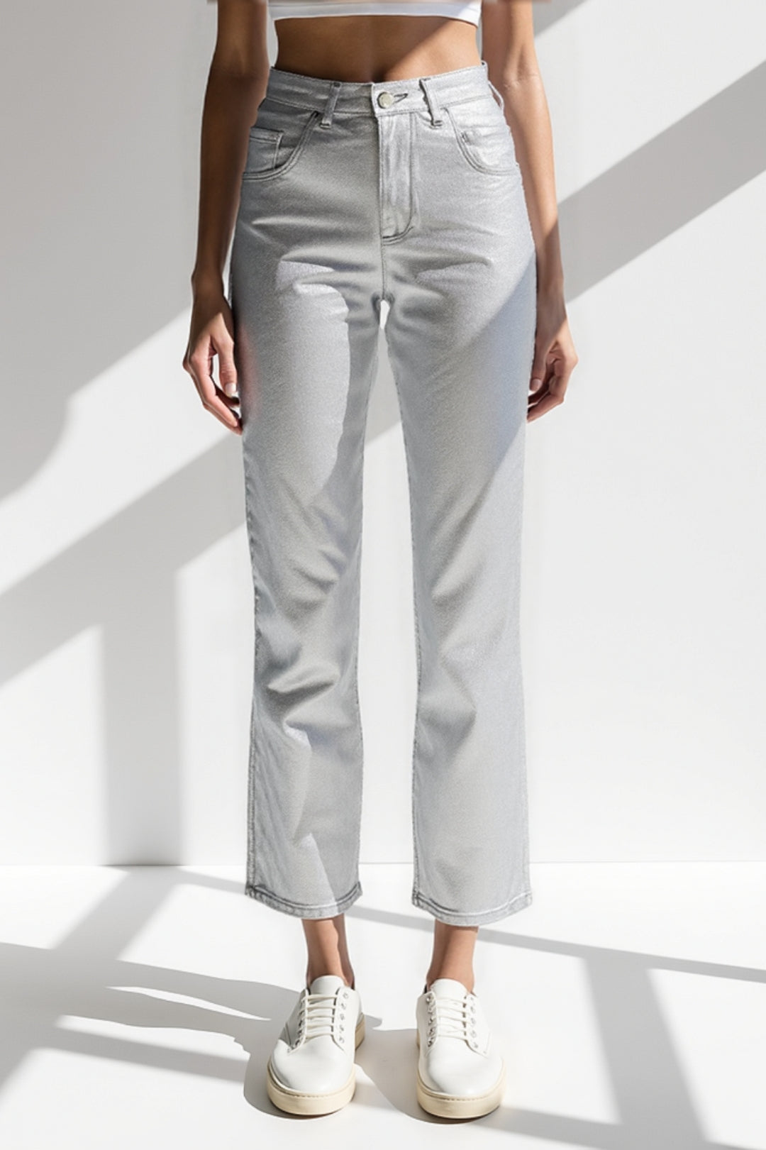 Linda | Zilveren rechte jeans