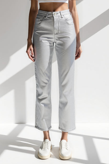 Linda | Zilveren rechte jeans