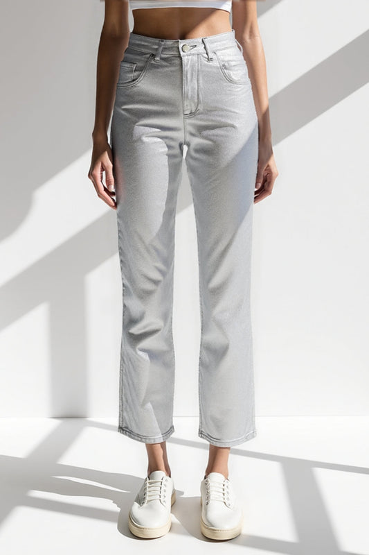 Linda | Zilveren rechte jeans