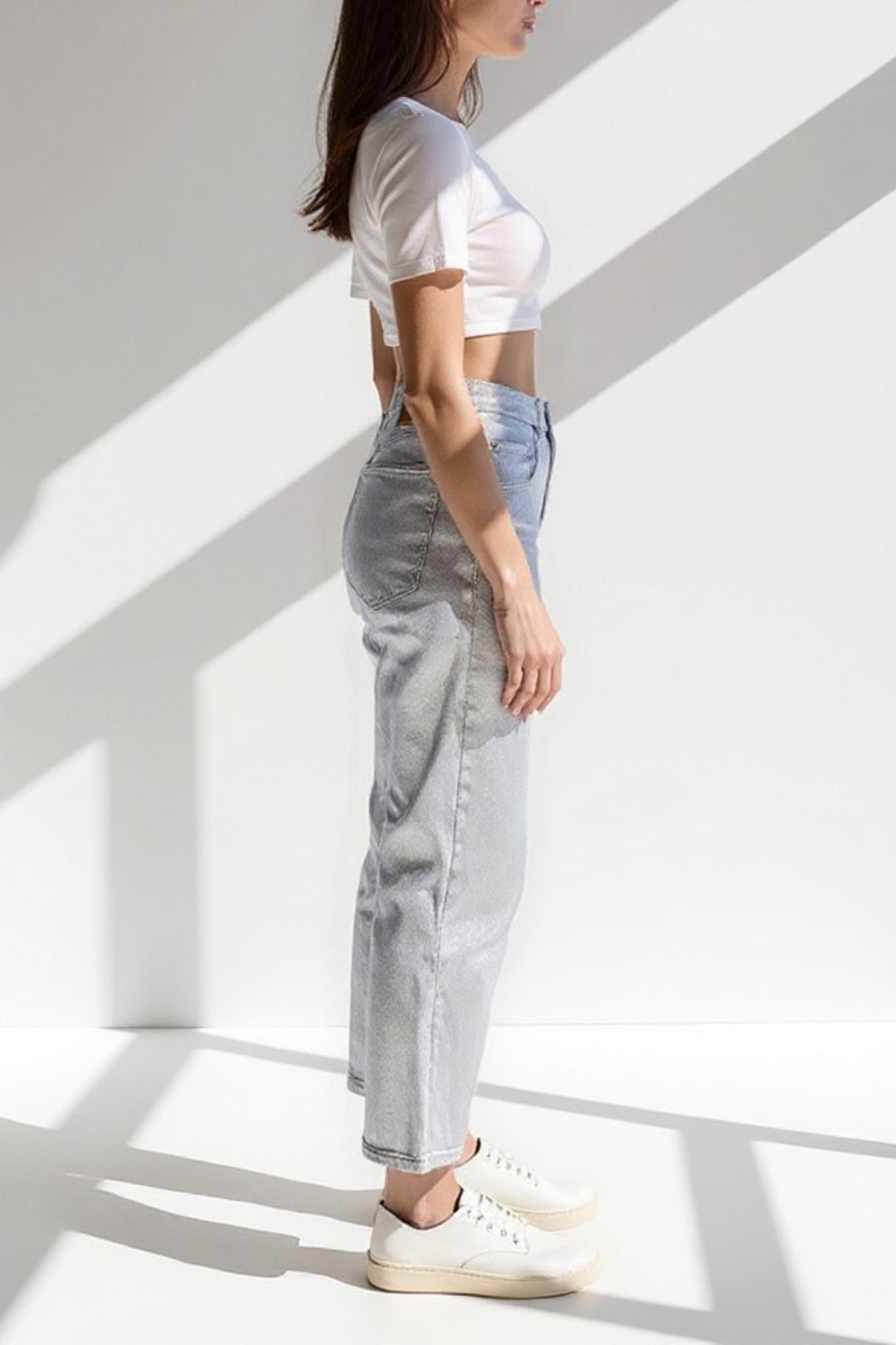 Linda | Zilveren rechte jeans