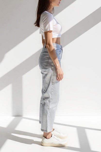 Linda | Zilveren rechte jeans