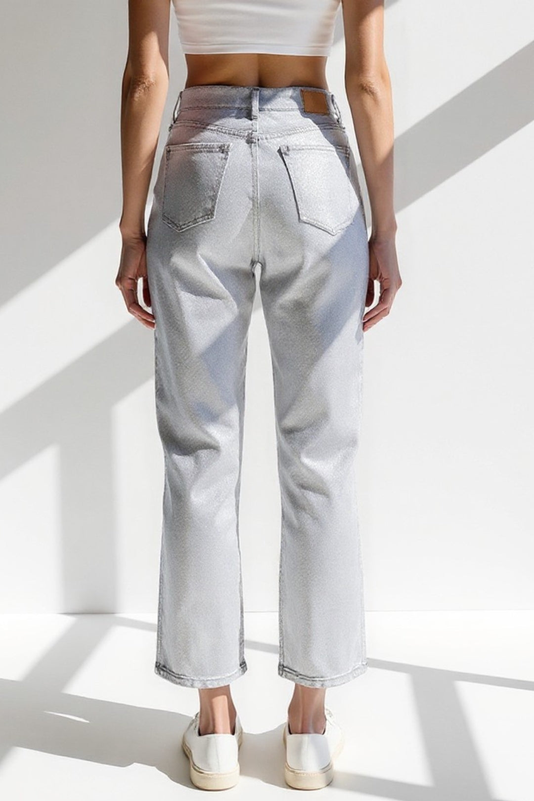 Linda | Zilveren rechte jeans
