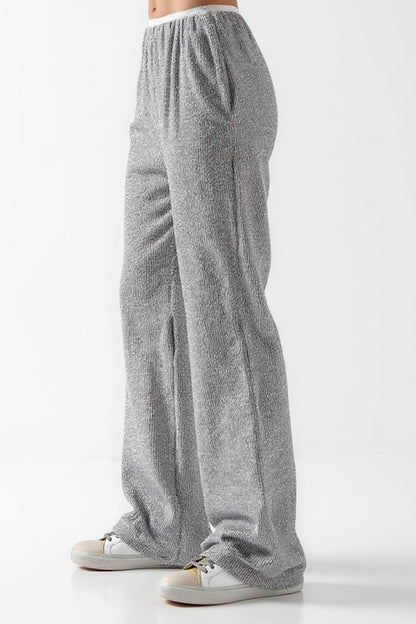 Ava | Grijze ribgebreide broek