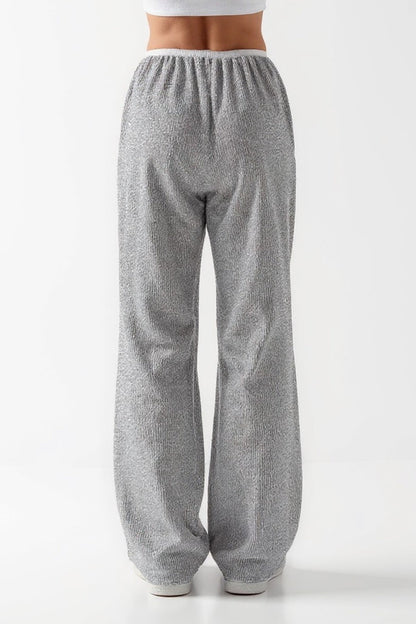 Ava | Grijze ribgebreide broek