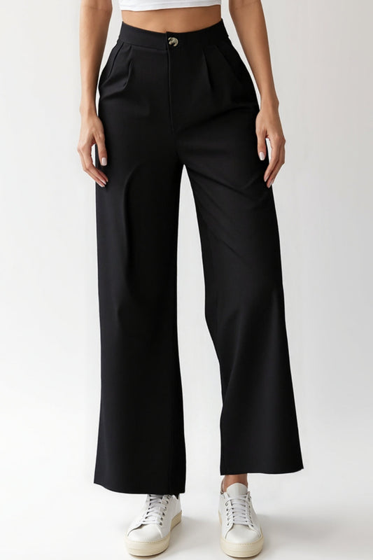 Lia | Zwarte straight-leg broek