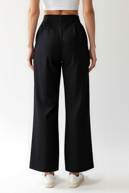 Lia | Zwarte straight-leg broek