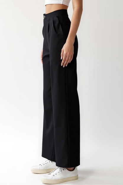 Lia | Zwarte straight-leg broek