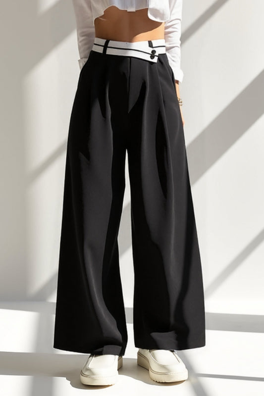 Anna | Zwarte wide-leg broek met hoge taille