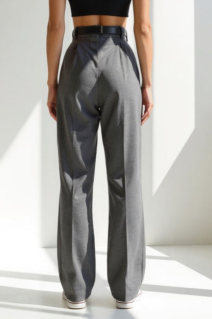 Tess | Broek met wijde pijpen in gemengde stof