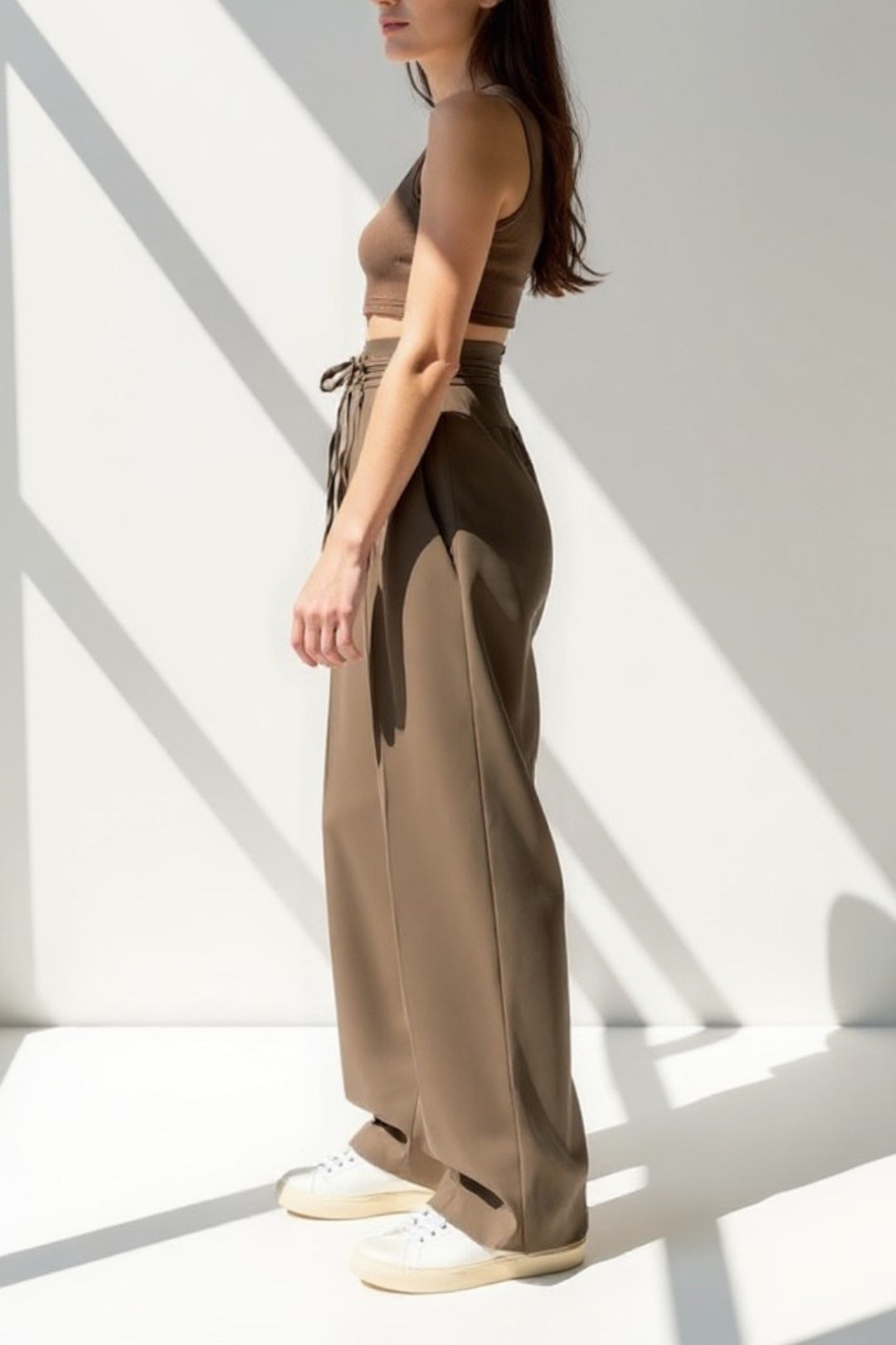Ina | Broek met hoge taille en gevlochten riem