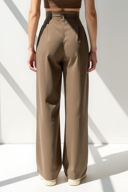 Ina | Broek met hoge taille en gevlochten riem