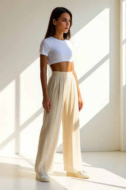 Camila | palazzo-broek met verticale plooien