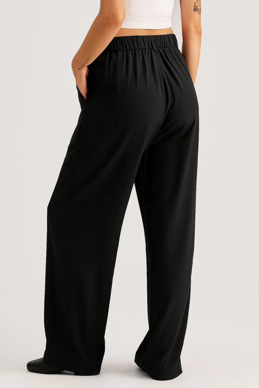 Céleste™ | Elegante zwarte broek met wijde pijpen