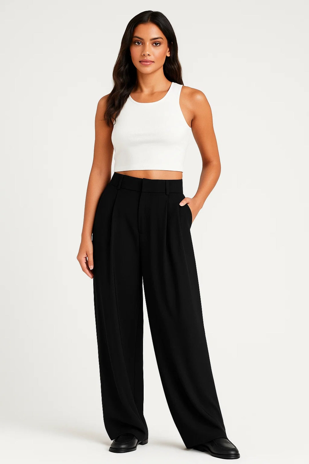 Céleste™ | Elegante zwarte broek met wijde pijpen
