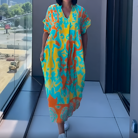 Lysoria™ | Elegante V-hals jurk met stijlvolle print