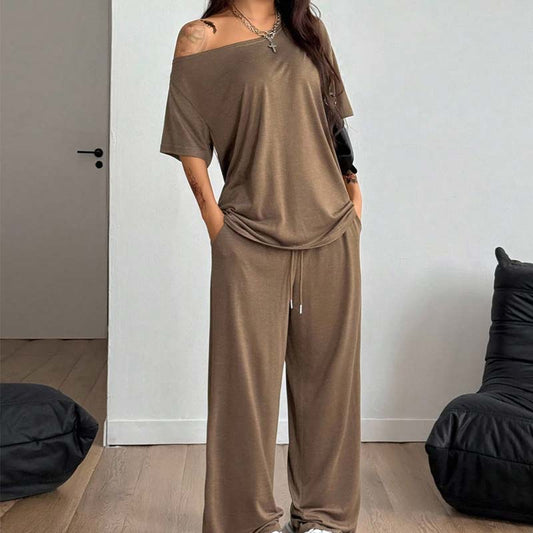 Maéline™ | 2-delige set met off-shoulder top en wijde broek