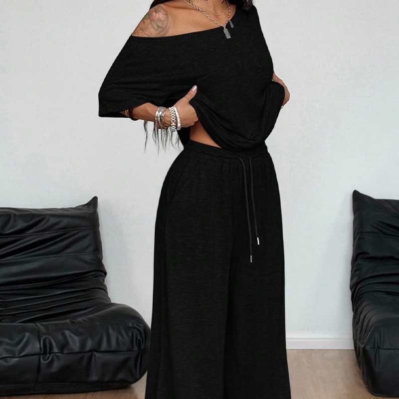 Maéline™ | 2-delige set met off-shoulder top en wijde broek